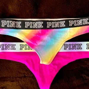 NWOTS NEW without tags Victoria’s Secret PINK panties set of 2 waistband Thong L